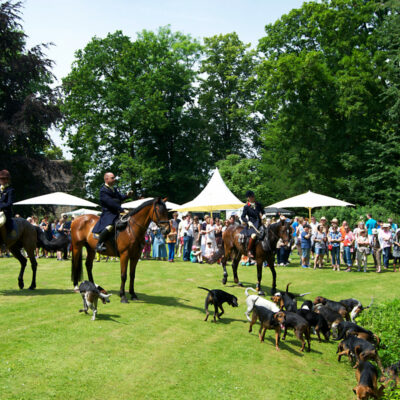 11Pferde und Hunde für die traditionelle Fuchsjagd British Weekend