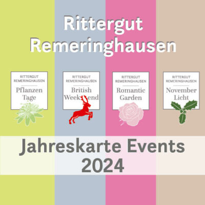 Titelseite der Jahreskarte 2024 im Quadrat angelegt mit farbigen Streifen für die jeweilige Veranstaltung