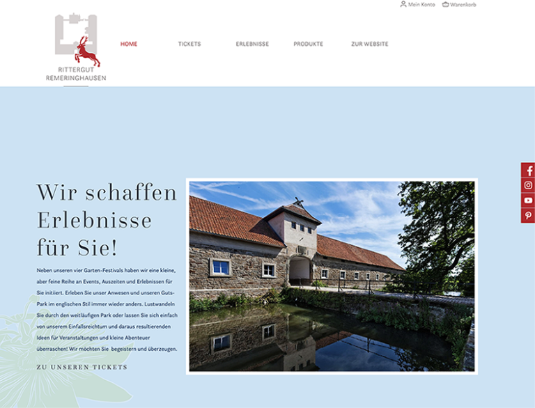 Titelseite des Onlineshops Rittergut Remeringhausen